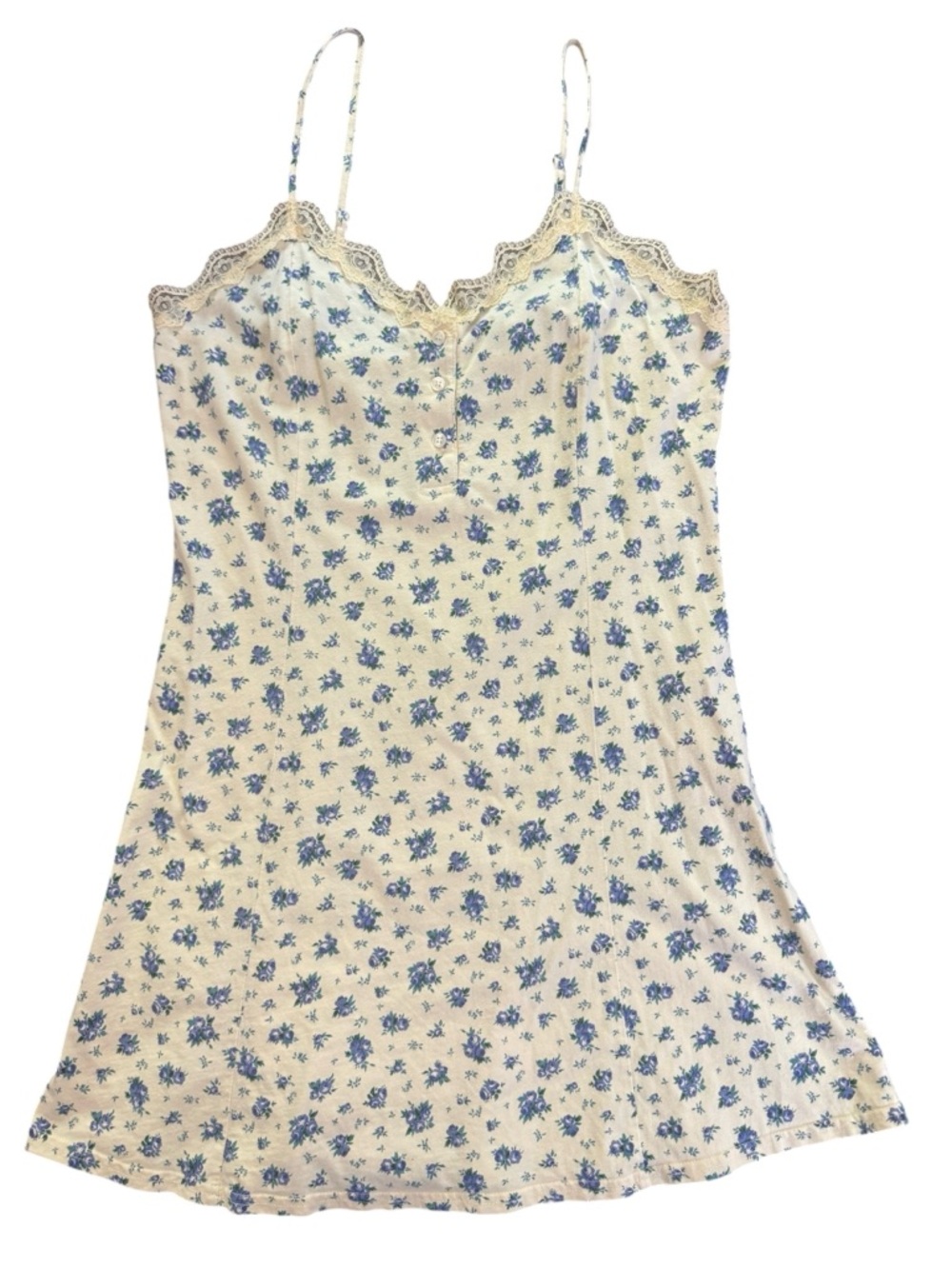 Victoria's Secret vintage 90s ditsy floral lace trim chemise slip dress yellow L